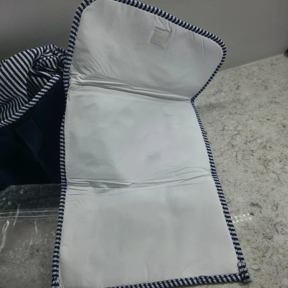 Vintage Baby Sac Denim Diaper Bag Satchel Navy Blue White Stripe NWT 90s